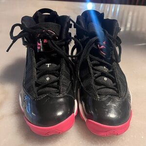 Jordan Kids 6 Rings  Black and Pink Sneakers